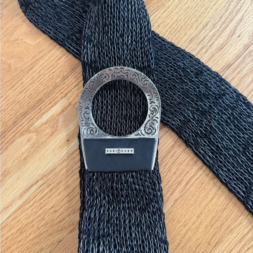 Black woven belt Suzi Roher unique accent belt